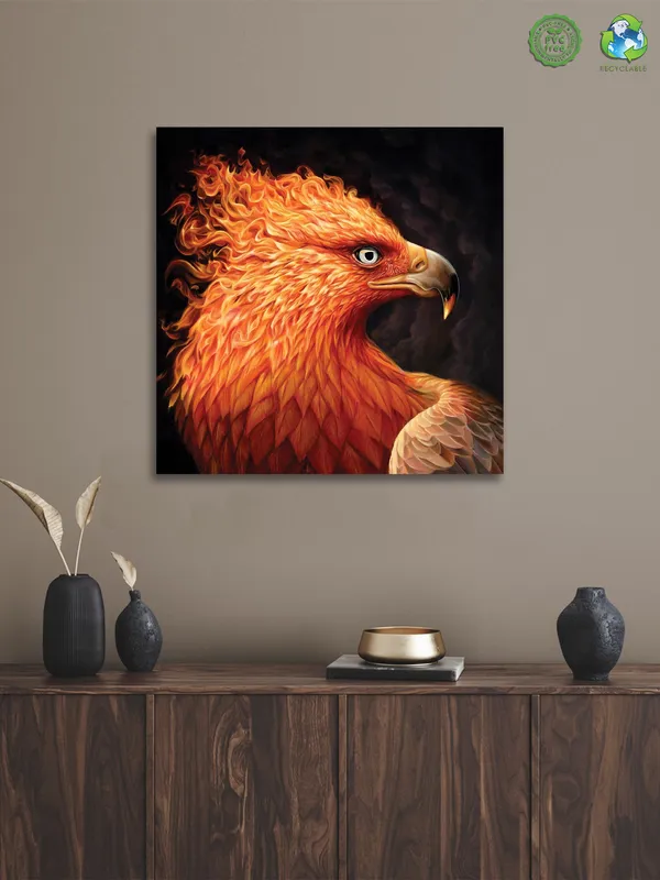 Premium_Canvas_Print_Of_Abstract_Phoenix_Art_-_24InchX24Inch_Stretched_And_Framed_In_Teakwood_With_Back_Support