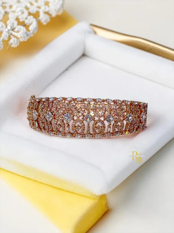 18k_Rose_Gold_Plated_Polished_Diamond_Openable_Bracelet
