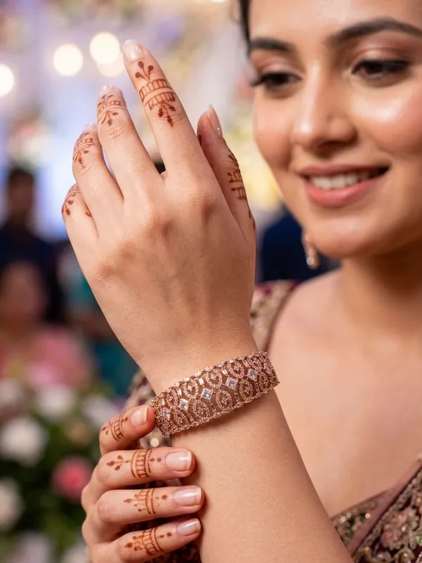 18k_Rose_Gold_Plated_Polished_Diamond_Openable_Bracelet