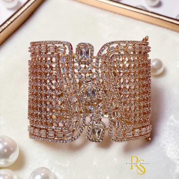 18k_Rose_Gold_Plated_Diamond_Openable_Bracelet
