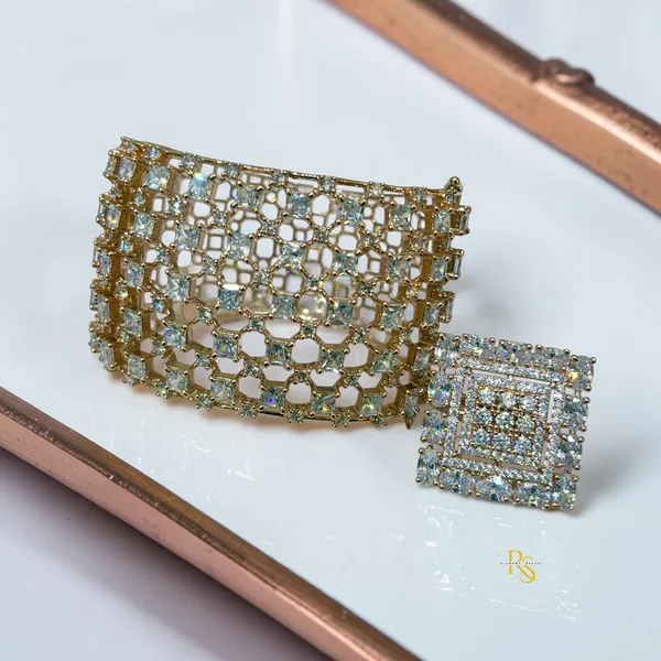 18k_Rose_Gold_Diamond_Openable_Bracelet_&_Adjustable_Ring_Combo