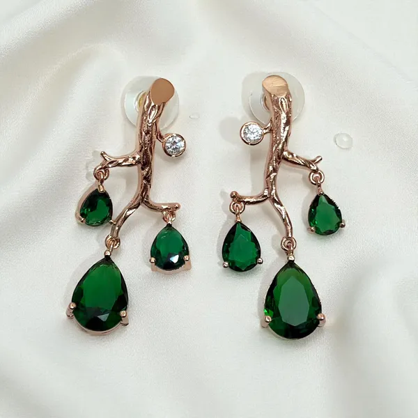 Rose_Gold_Green_Danglers_Earrings_For_Women