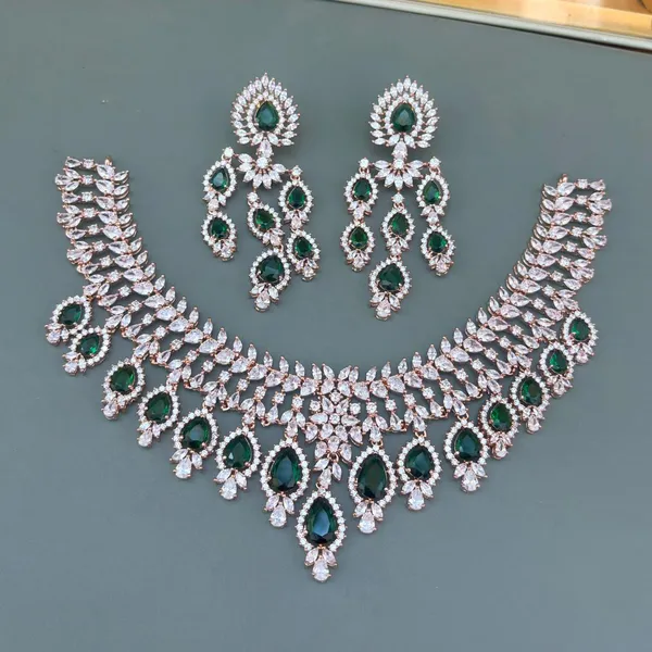 Diamond-Look_Crystal_Necklace_Set_with_Emerald_Accents