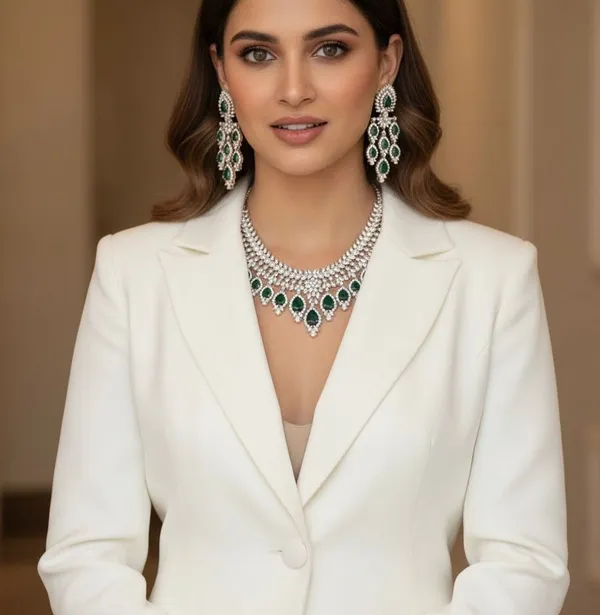 Diamond-Look_Crystal_Necklace_Set_with_Emerald_Accents