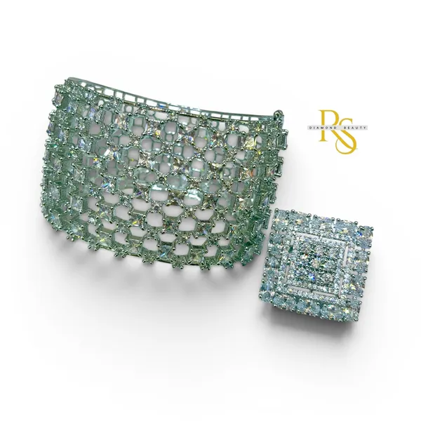 18k_White_Rhodium_Diamond_Openable_Bracelet_&_Adjustable_Ring