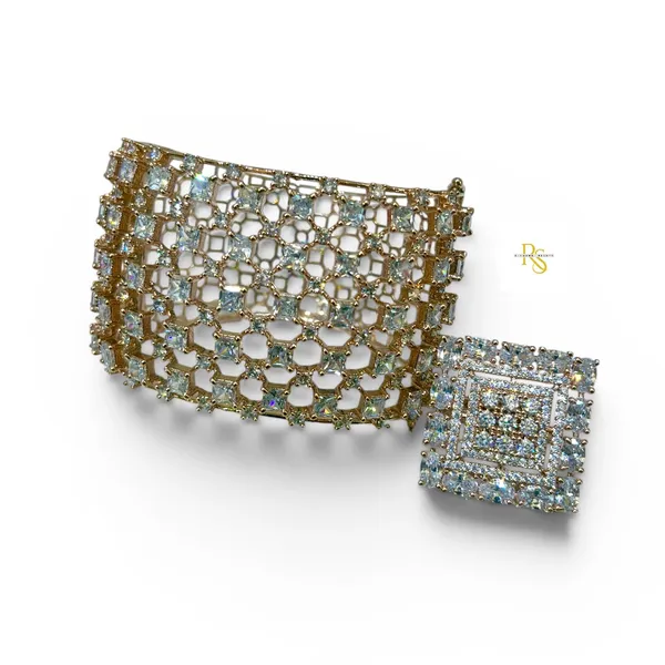 18k_Rose_Gold_Diamond_Openable_Bracelet_&_Adjustable_Ring_Combo