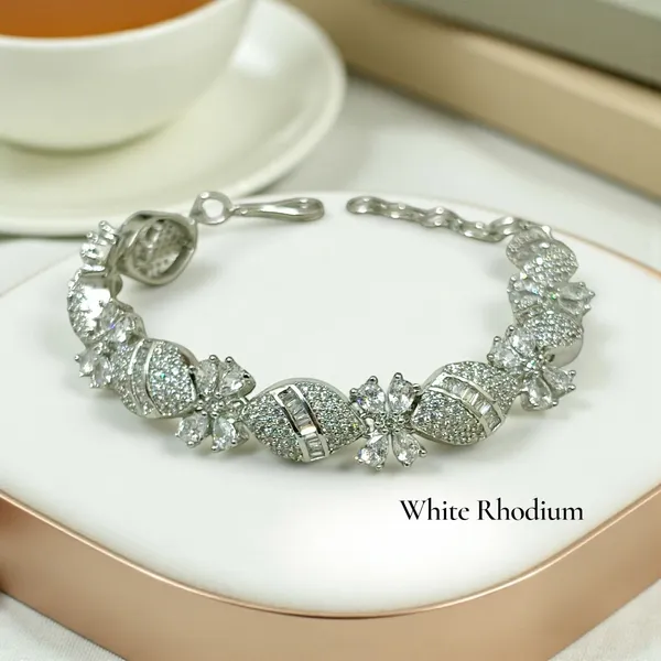 White_Rhodium_Polished_Stylish_Brass_Bracelet_For_Women