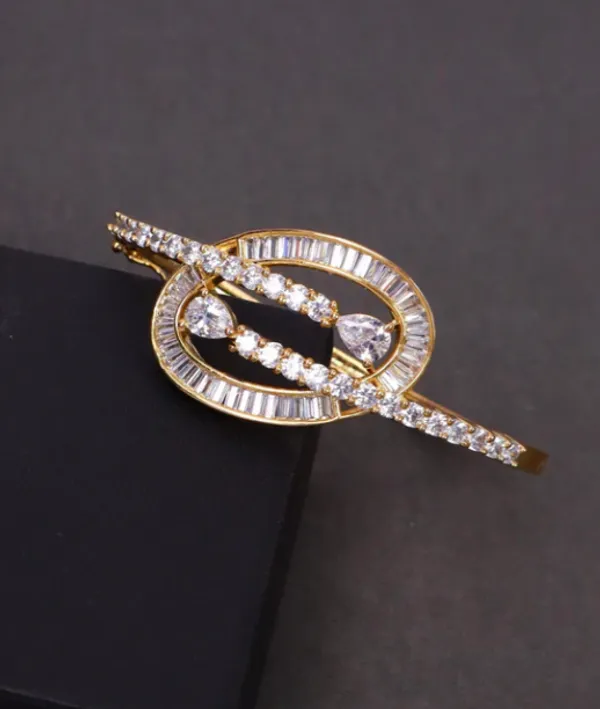 American_Diamond_Gold_Plated_Stylish_Brass_Kada_For_Women