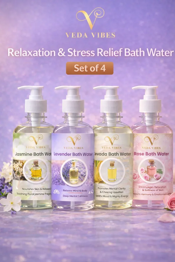 Relaxation_&_Stress_Relief_Bath_Set_of_4__Lavender,_Rose,_Jasmine,_Kewra_Natural_Aromatherapy_Bath_Waters