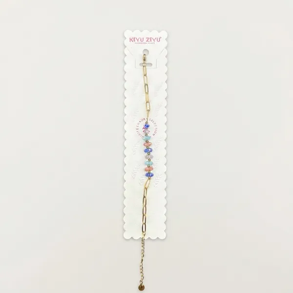 Colorful_Floral_Beaded_Chain_Bracelet_With_Gold-Tone_Accents