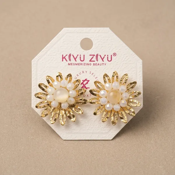 Gold_Alloy_Flower_White_Pearl_Center_Stud_Earrings_For_Women