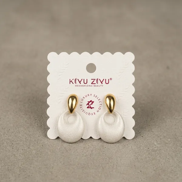 White_Disc_Gold_Tone_Drop_Earrings_For_Women