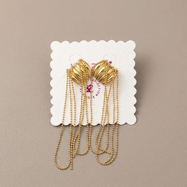Gold_Tone_Alloy_Shell_Chain_Tassel_Drop_Earrings_For_Women