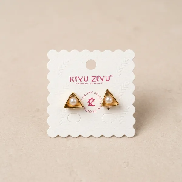 White_Pearl_Gold_Toned_Triangular_Frame_Stud_Earrings_For_Women
