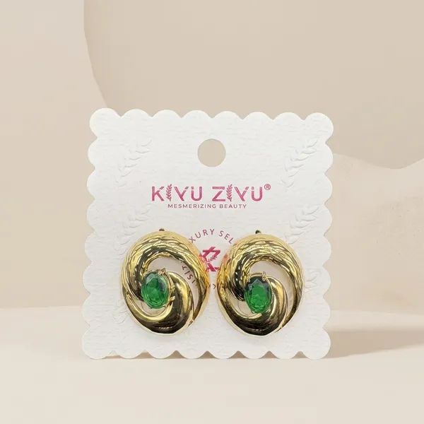 Green_Stone_Gold_Alloy_Spiral_Stud_Earrings_For_Women