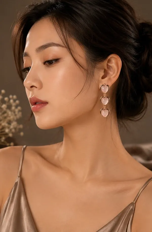 Rose_Gold_Alloy_Triple_Heart_Cascading_Drop_Earrings_For_Women