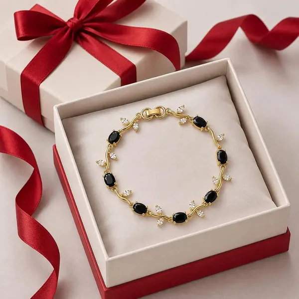 Elegant_Gold_Tulip_Flower_Bracelet_–_Black_&_White_Edition