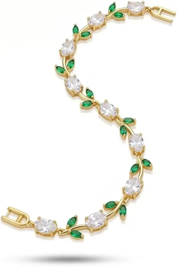 Elegant_Gold_Tulip_Flower_Bracelet_–_Emerald_Green_&_White_Edition