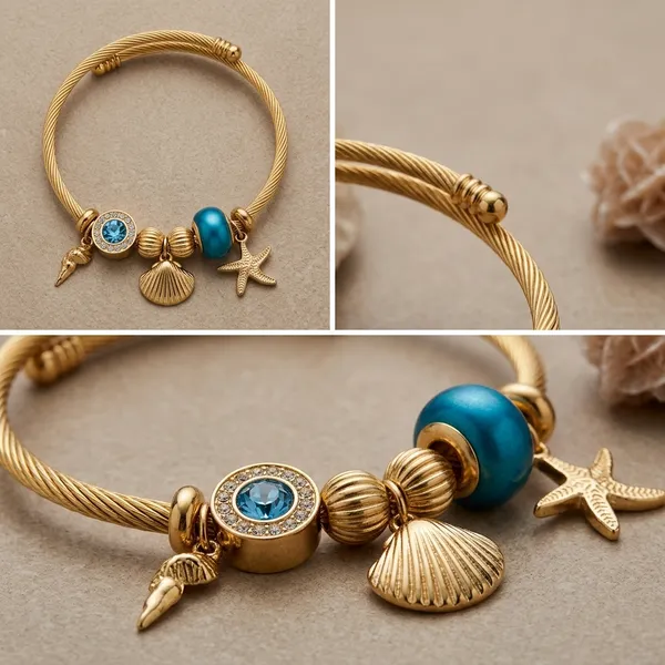 Blue_Turquoise_Alloy_Nautical_Charm_Bangle_Bracelet_For_Women