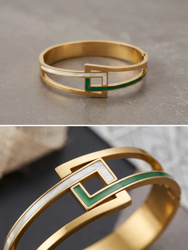 Gold_Alloy_Green_Accent_Geometric_Cuff_Bracelet_For_Women