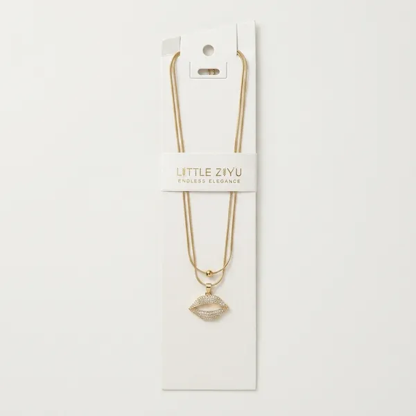 Gold_Alloy_Crystal_Lips_Charm_Layered_Necklace_For_Women