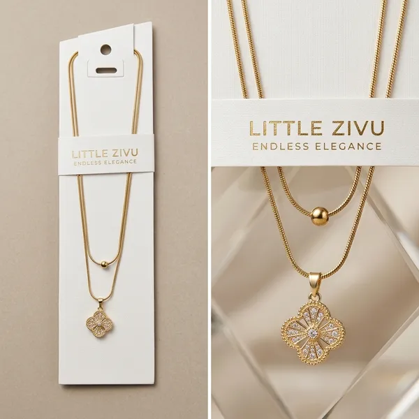 Gold_Alloy_Layered_Floral_Pendant_Necklace_And_Earring_Set_For_Women