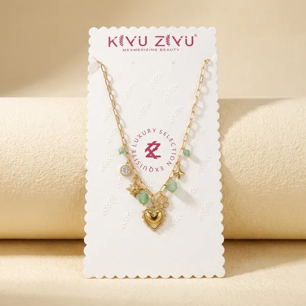 Luxury_Charm_Necklace_With_Heart_Pendant,_Butterflies,_And_Green_Beads_-_Mesmerizing_Beauty_By_Kwil_Zwil