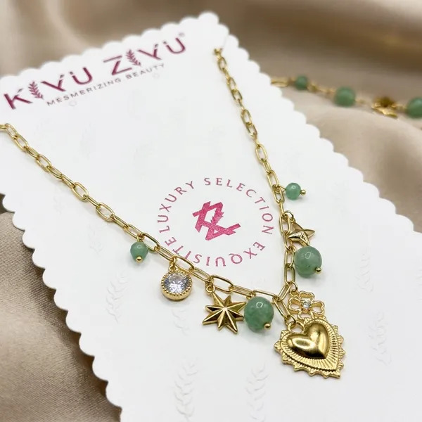 Luxury_Charm_Necklace_With_Heart_Pendant,_Butterflies,_And_Green_Beads_-_Mesmerizing_Beauty_By_Kwil_Zwil
