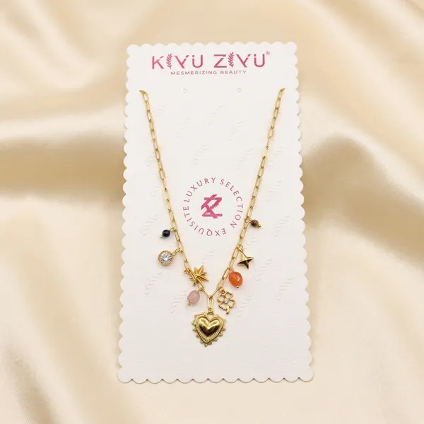Exquisite_Luxury_Self_Gold_Charm_Necklace_With_Heart_Pendant