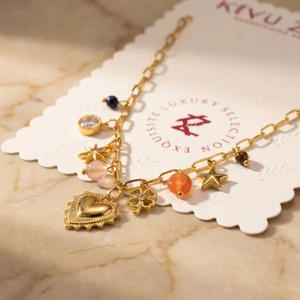 Exquisite_Luxury_Self_Gold_Charm_Necklace_With_Heart_Pendant