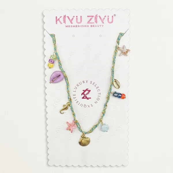 Gold_Alloy_Beach_Multi_Charm_Braided_Cord_Necklace_For_Women