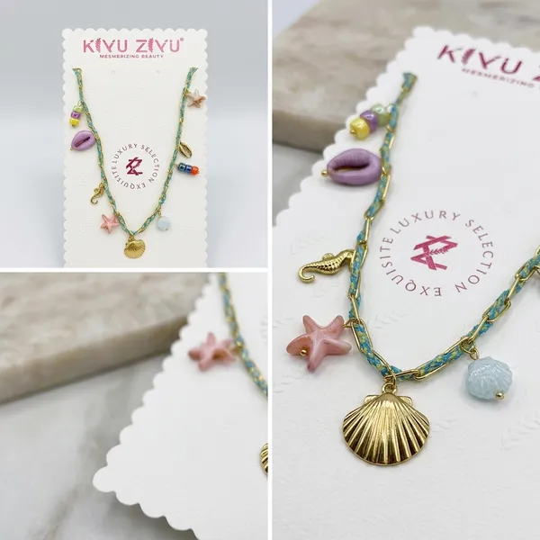Gold_Alloy_Beach_Multi_Charm_Braided_Cord_Necklace_For_Women