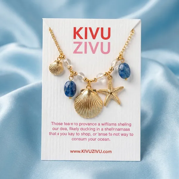 Gold-Toned_Sea_Shell_Charm_Necklace_With_Aquamarine_Beads
