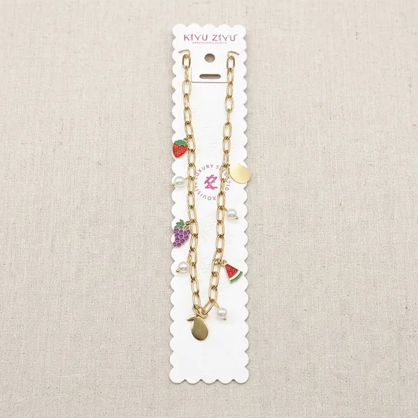Gold_Alloy_Enamel_Fruit_Charm_Chain_Link_Bracelet_For_Women