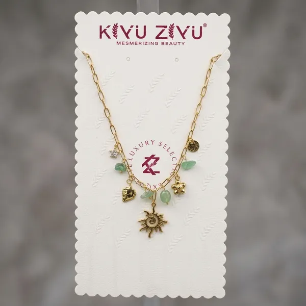 Green_Stone_Alloy_Sun_Charm_Gold_Tone_Chain_Necklace_For_Women