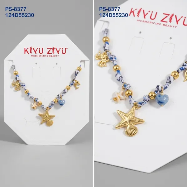 Gold_Alloy_Nautical_Beaded_Starfish_Charm_Bracelet_For_Women