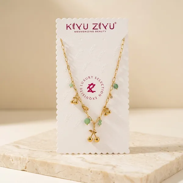 Elegant_Cherry_Pendant_Necklace_With_Gold-Tone_Chain_And_Green_Bead_Accents