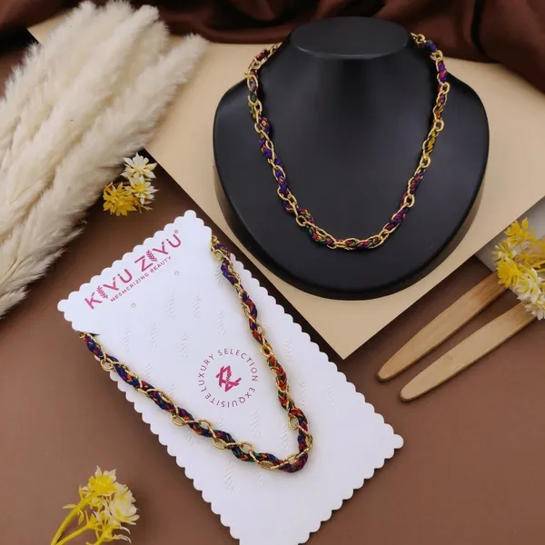Multicolor_Alloy_Purple_Maroon_Black_Gold_Tone_Chain_Necklace_For_Women