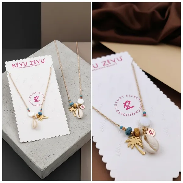 Gold_Alloy_Shell_Palm_Tree_Beaded_Charm_Necklace_For_Women