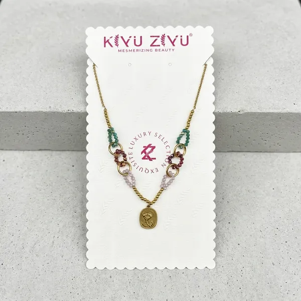 Gold_Alloy_Multi_Strand_Pastel_Beaded_Coin_Pendant_Necklace_For_Women