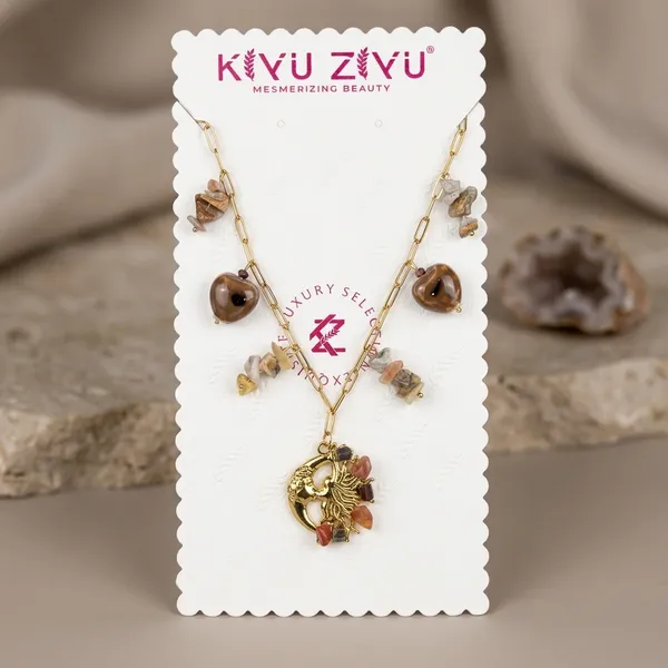 Gold_Alloy_Natural_Stone_Bead_Mermaid_Charm_Necklace_For_Women