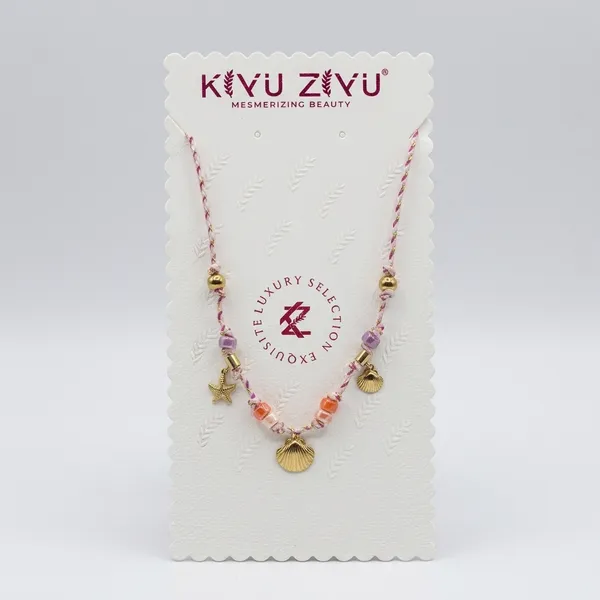 Gold_Alloy_Pink_Beaded_Seashell_Starfish_Charm_Necklace_For_Women