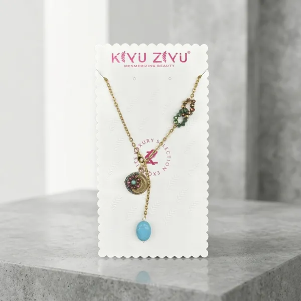 Blue_Turquoise_Alloy_Multi_Charm_Gold_Tone_Pendant_Necklace_For_Women