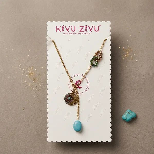 Blue_Turquoise_Alloy_Multi_Charm_Gold_Tone_Pendant_Necklace_For_Women