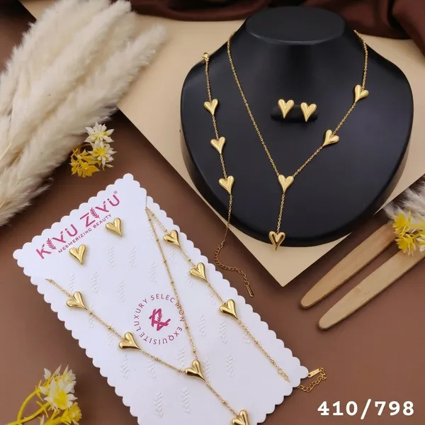 Gold_Alloy_Heart_Charm_Necklace_And_Earrings_Set_For_Women