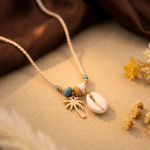 Gold_Alloy_Shell_Palm_Tree_Beaded_Charm_Necklace_For_Women