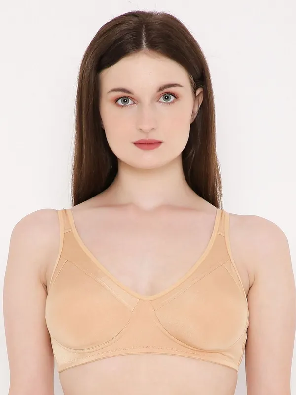 Beige_Non-Wired_&_Non_Padded_With_Full_Coverage_Minimizer_Bra_For_Women