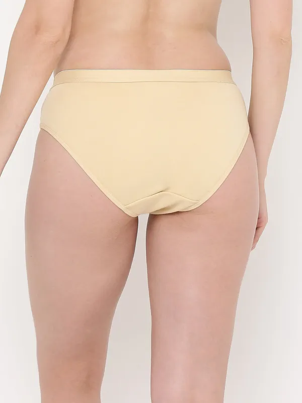 Beige_Mid_Rise_Soft_Cotton/Spandex_Bikini_Panty_For_Women