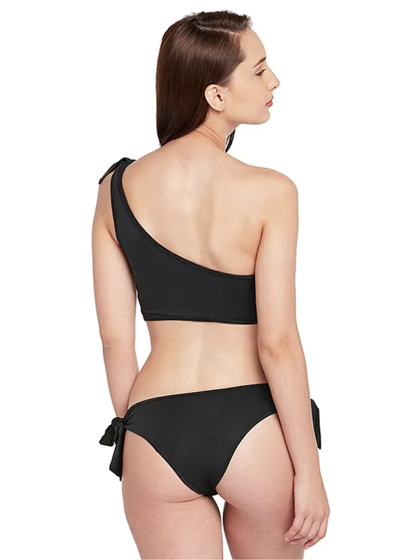 Black_One_Shoulder_Frilly_Swim_Top_With_Side_Knot_Bikini_Bottom_Bikini_With_Removable_Cups_For_Women
