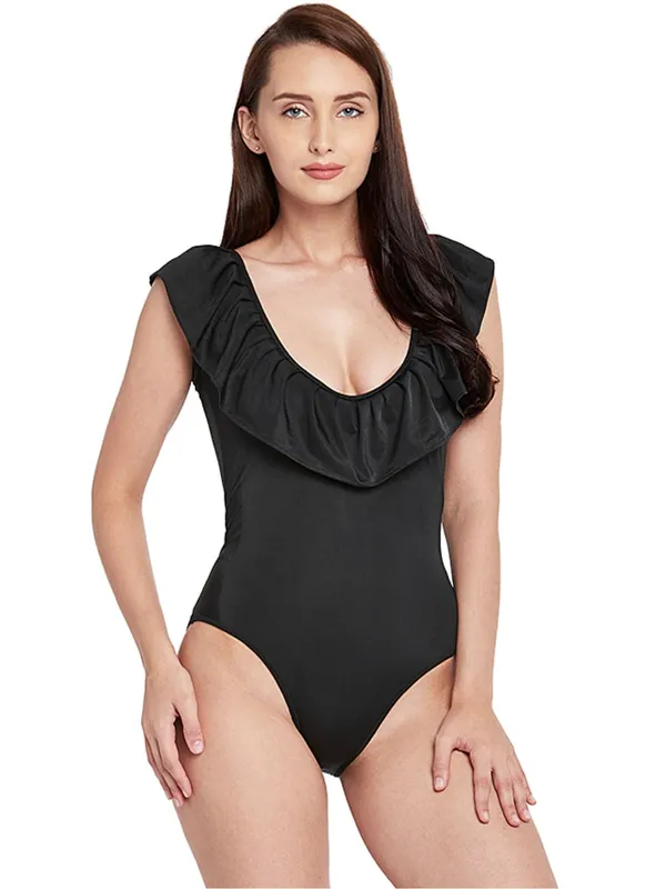 Black_Frilly_Neckline_Decorated_One_Piece_Swimsuit_With_Removable_Cups_For_Women